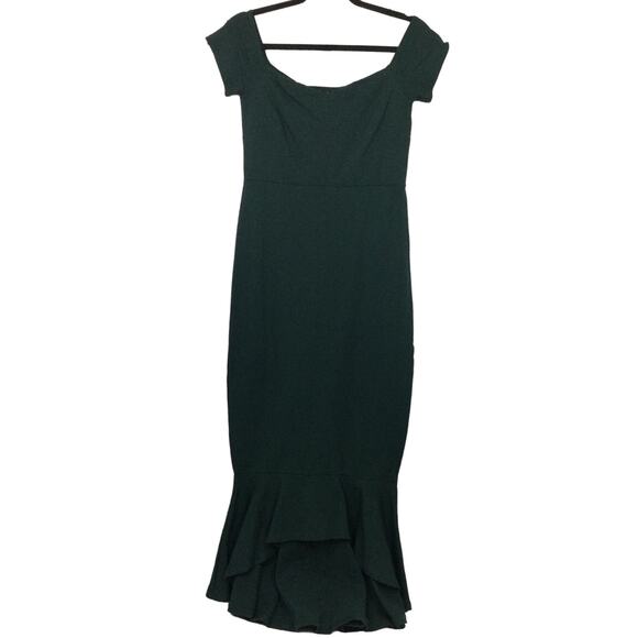 Lulus Women's Mermaidcore Fishtail Hem Empire Waist Boat Neck Maxi Green Dress M - Picture 1 of 16